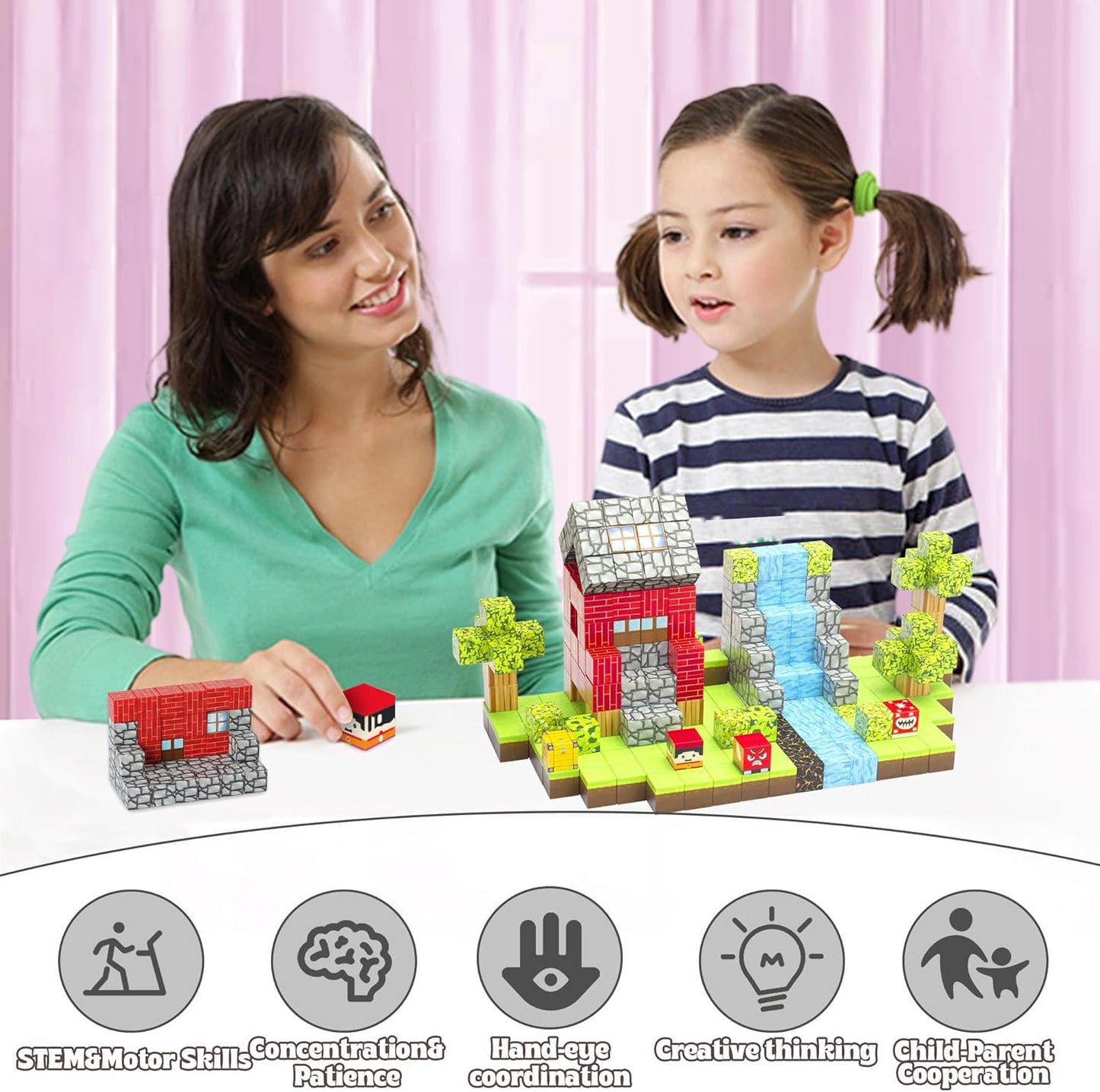 176 PCS Magnetic Blocks for Kids Ages 4-8, STEM Building Toys for 3+ Year Old Boys Girls, Magnetic Tiles Stacking Blocks Educational Preschool Toys Birthday Gifts