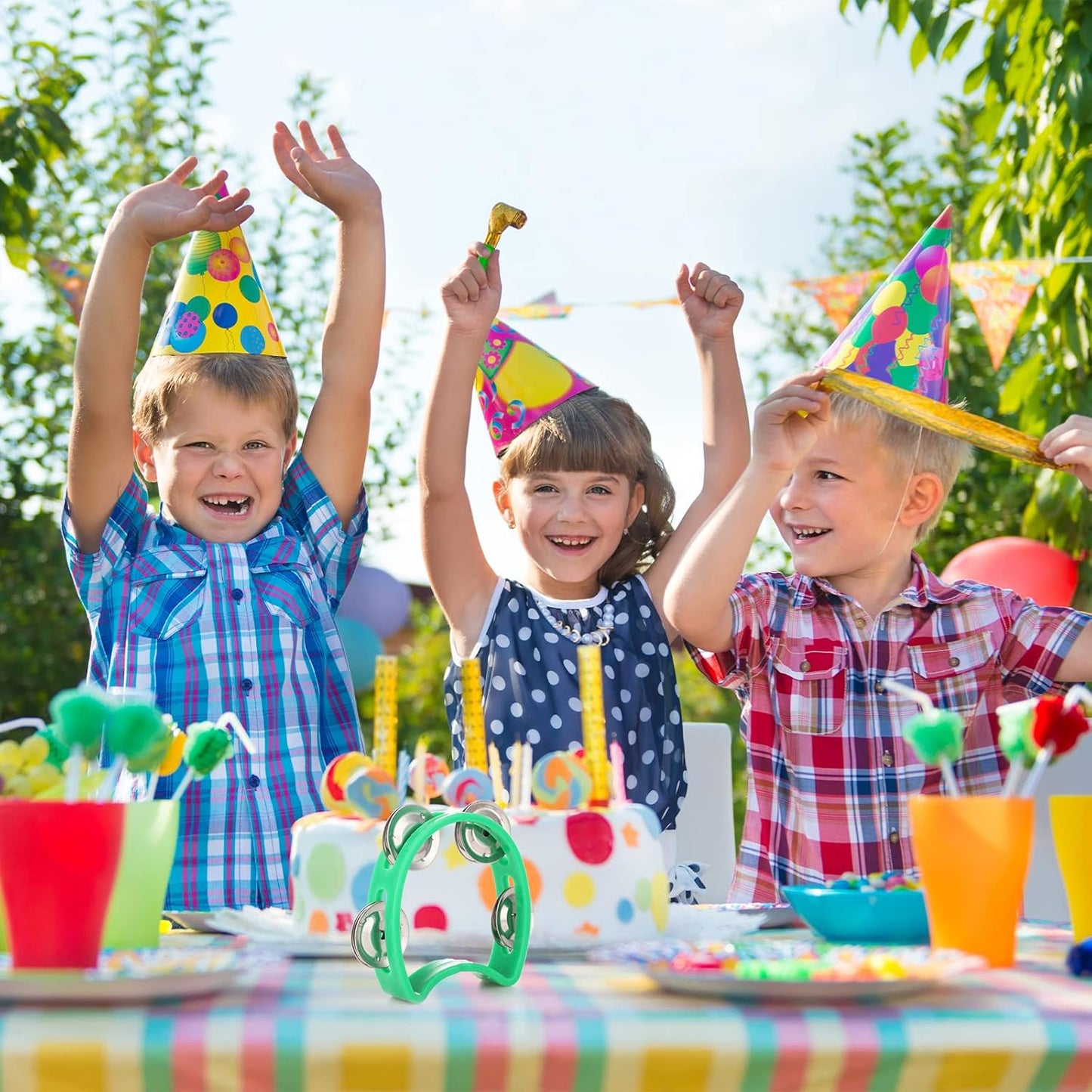 Yeshone 30 Pack Tambourine for Kids Adult Tamborines Musical Instrument Noise Makers 4 Bells Handheld Tambourines for Back to School Supplies Church Wedding Operation Christmas(Multicolors)