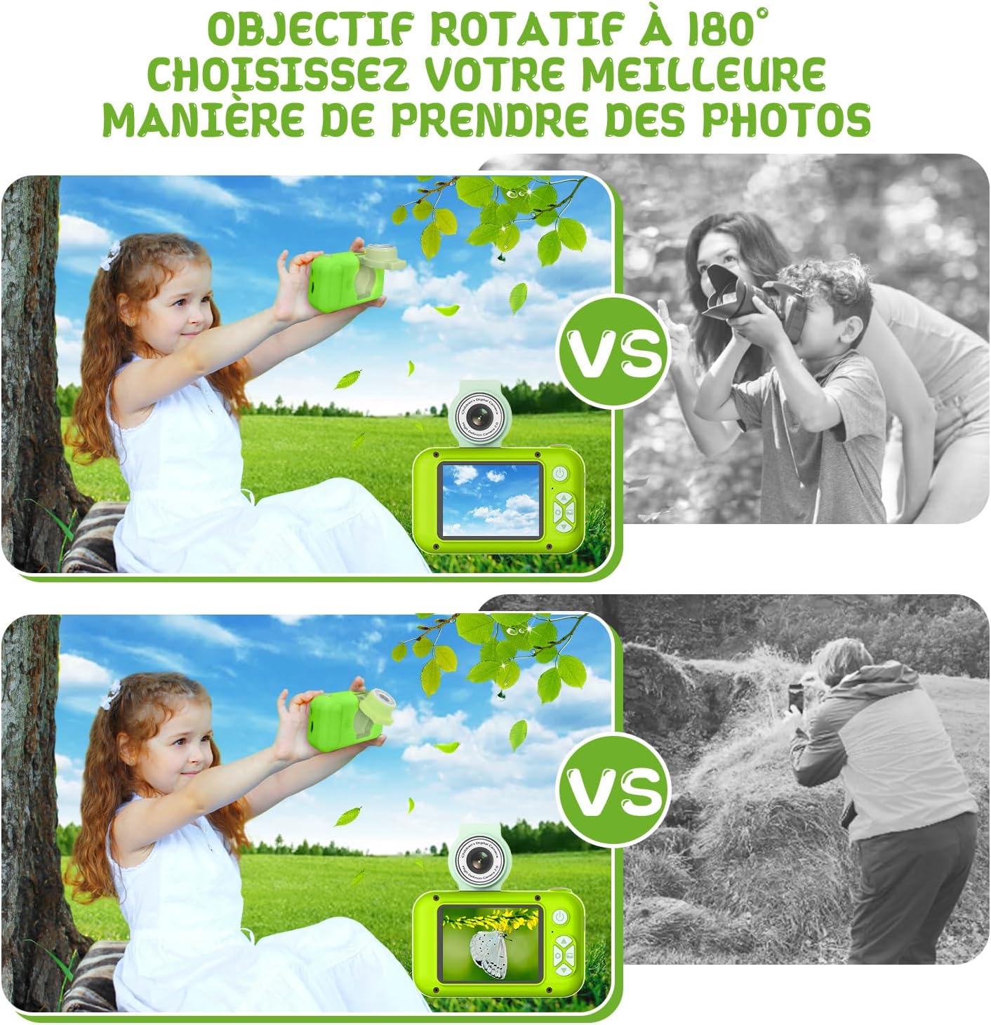 Kids Camera, Toddler Kid Digital Camera with 180°Flip Lens & 2.4in IPS Screen, Birthday Festival Gifts Present Toy for 4 5 6 7 8 9 10 11 Year Old Girls/Boys, 32 GB Card Included, X101