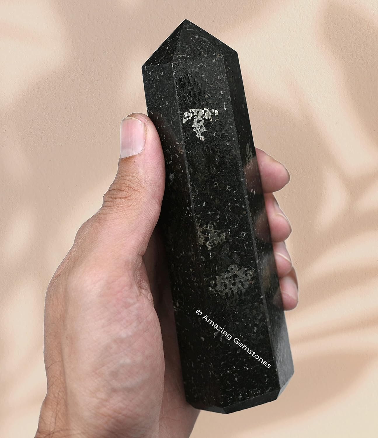 Amazing Gemstone Large Nuummite Crystal Towers ~ Natural Healing Crystal Point Obelisk for Reiki Healing and Crystal Grid (5.5 to 6 INCH)