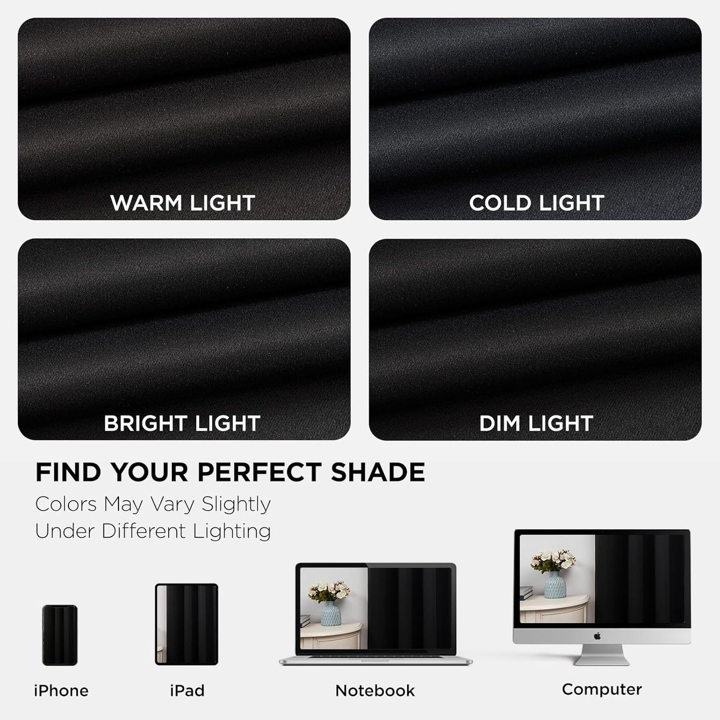 Joydeco Blackout Curtains 108 Inches Long 1 Panel, Thermal Insulated Long Curtains& Drapes 1 Piece, Room Darkening Grommet Drapes for Living Room Bedroom Window (W70 x L108 Inch, Black)