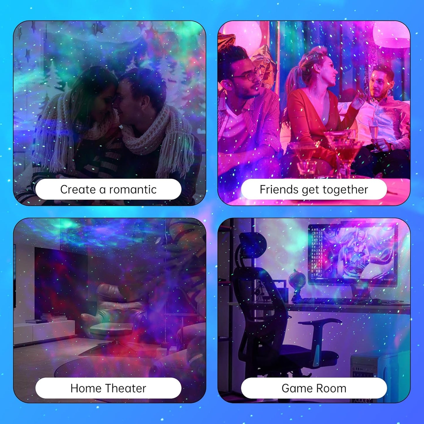 SFOUR Astronaut Galaxy Projector Night Light,Lights for Bedroom,Kids Room Decor Aesthetic, Adjustable Head Angle,Gift for Kids Adults Home Party Ceiling Decor,Christmas Gift