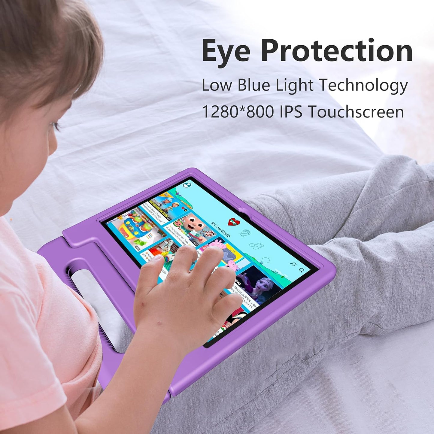 Tablet for Kids, 10 Inch Kids Tablet Android, 64GB, Octa-Core, WiFi 6, Big Battery, Google Kids Space, Parental Control 1280 * 800 HD Display Light Purple