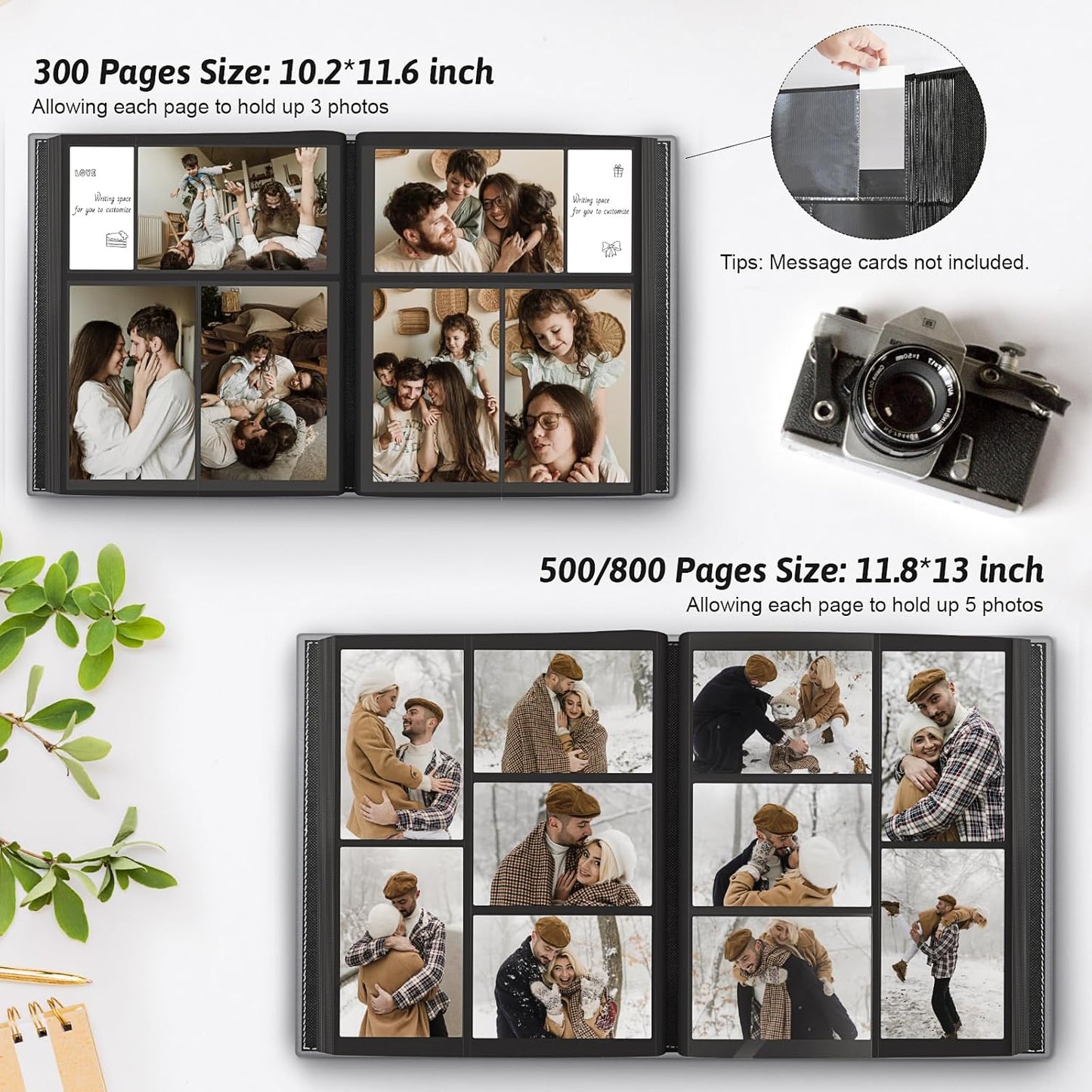 Popotop Photo Album 4x6 800 Pockets with Leather Hardcover Cover, Large Photo Album Binder Book with 80Pcs Pages for Family Travel Wedding Baby Gifts