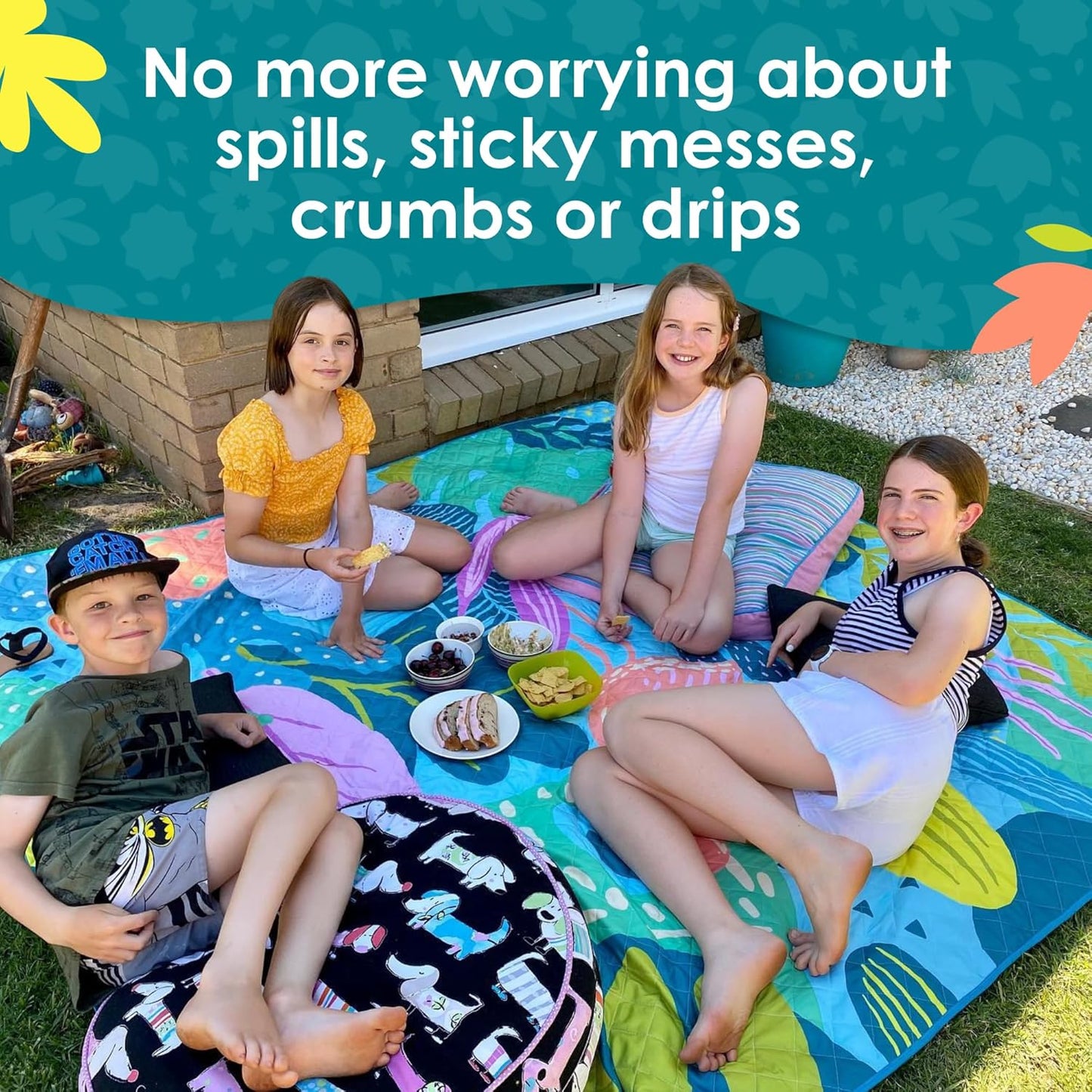 Jumbo Picnic Rug, Premium Large Picnic Mat, 6'7" x 6'7", Outdoor Waterproof Picnic Blanket Beach Mat, Foldable & Waterproof, Picnic Blankets Ideal for Beach & Park, Outdoor Blanket