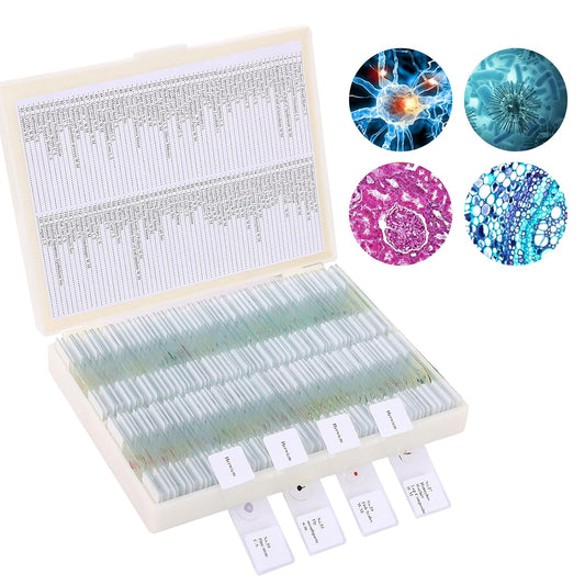 120 Microscope Slides with Specimens, Plant, Insect, Animal, Algae Slide Set for Biological Science Laboratory Basic Biological Science Education