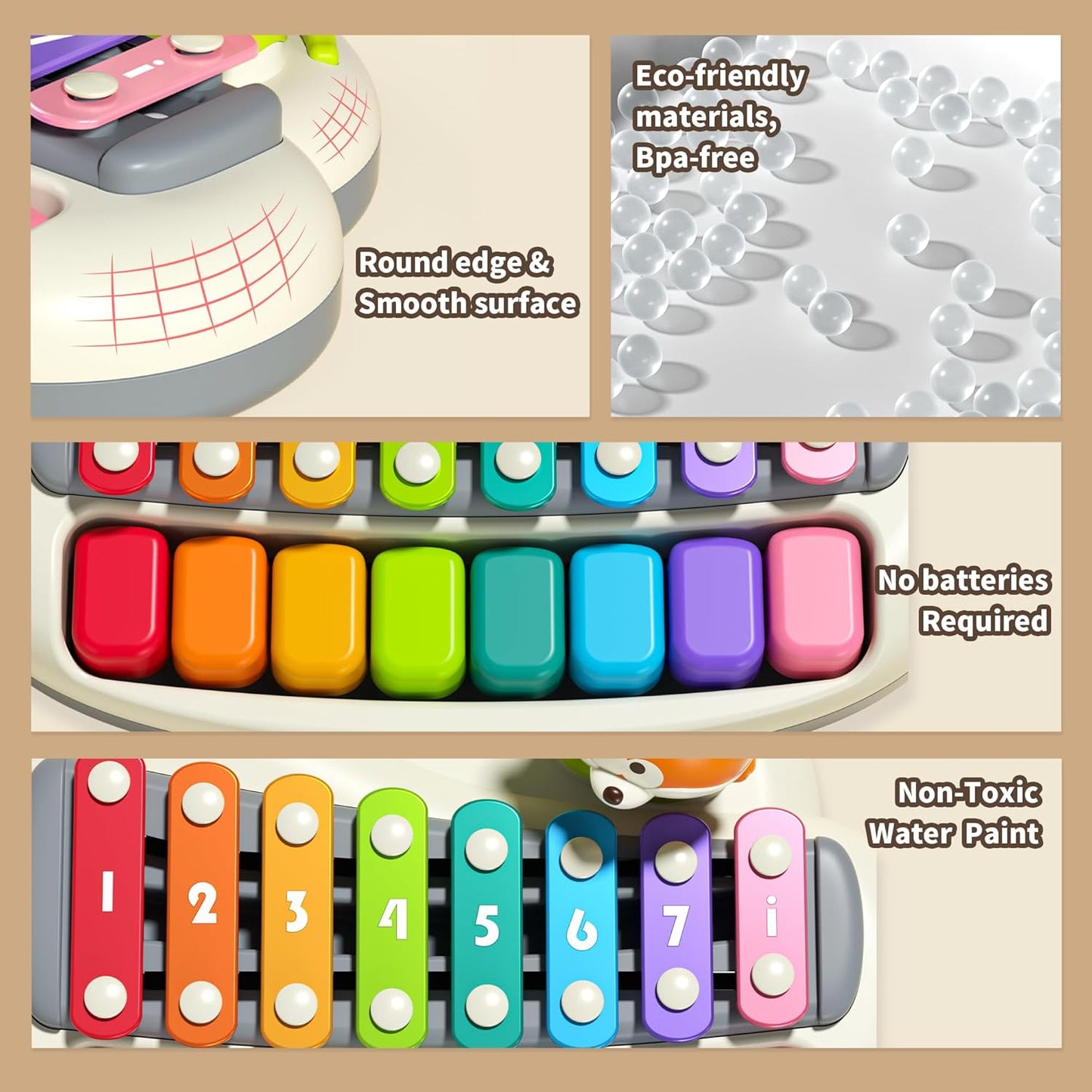 2 in 1 Baby Piano Xylophone for Toddlers, 8 Multicolored Key Keyboard Piano, Musical Table Percussion Sensory Toys ,Educational Musical Learning Instruments Toy for Kids Girls Boys