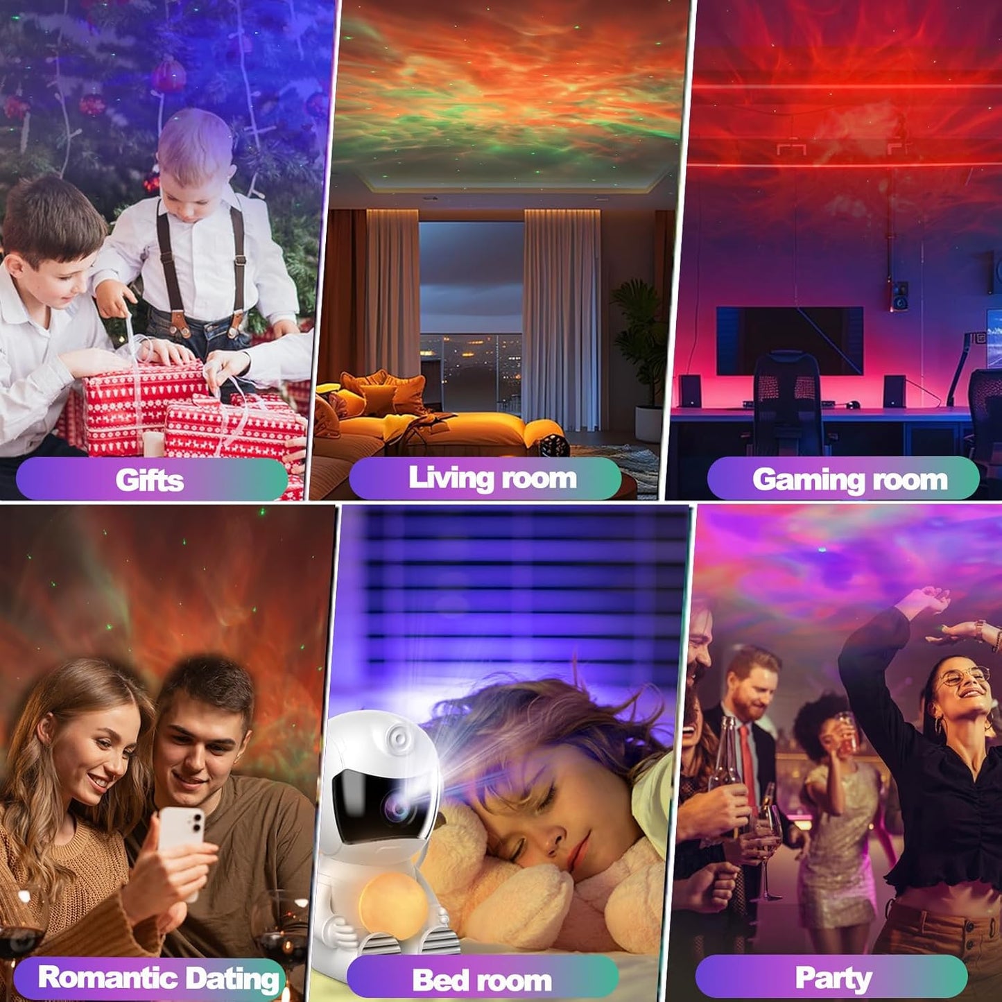 XIAOER Astronaut Galaxy Projector with Moon, Star Projector Night Light for Bedroom, Starry Nebula Space Projector Ceiling Lamp with Timer and Remote Control for Kids Adults