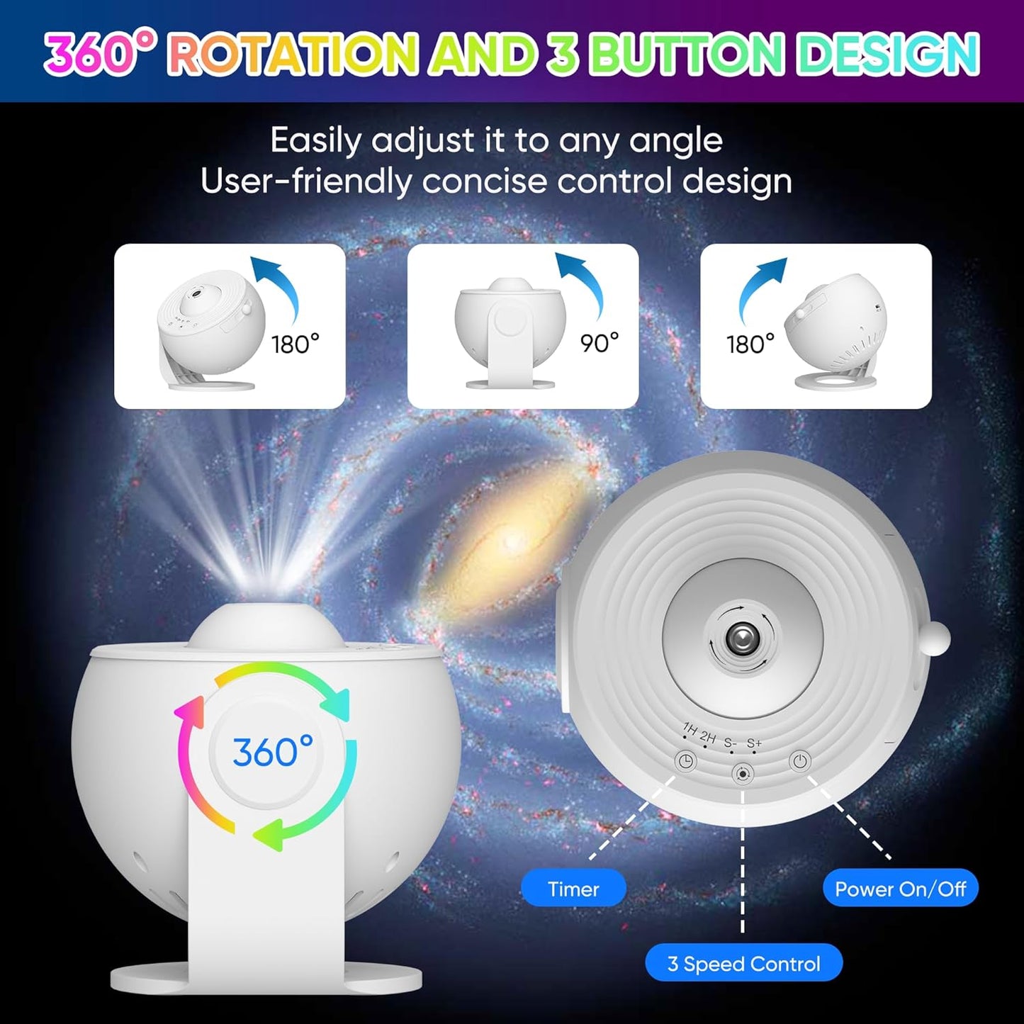Galaxy Projector - 13 in 1 HD Planetarium Star Projector for Bedroom, 360 Rotating Galaxy Light with Adjustable Knob and Timer for Kids, Ceiling, Gifts, Room Decoration