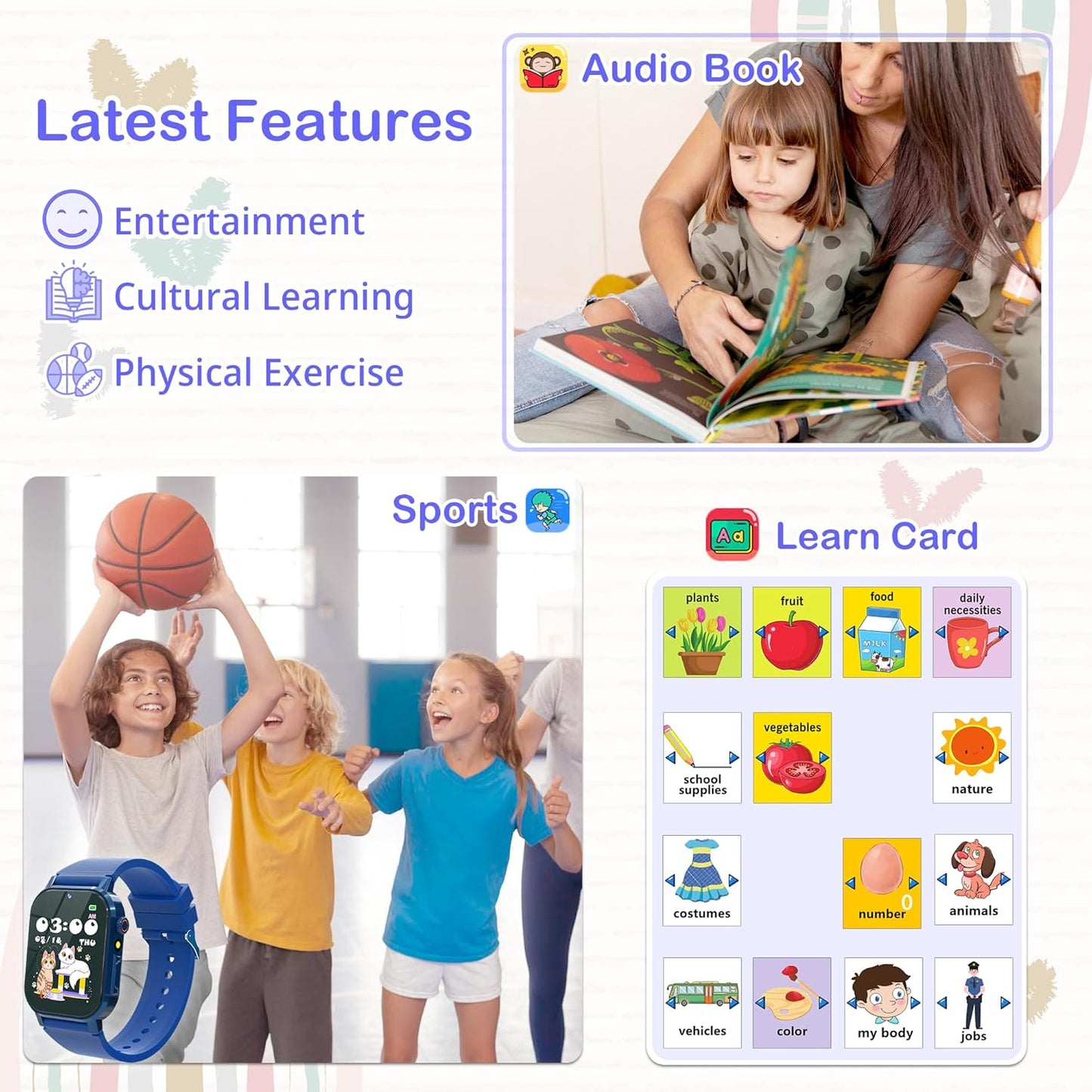 Kids Smart Watch Boys with 32 Games, Kids Watch for Boys Age 5-12 with HD Touch Screen Camera Pedometer Video Music Player Audiobook, Toys for 10 9 8 7 6 5 Year Old Boy Birthday Gift