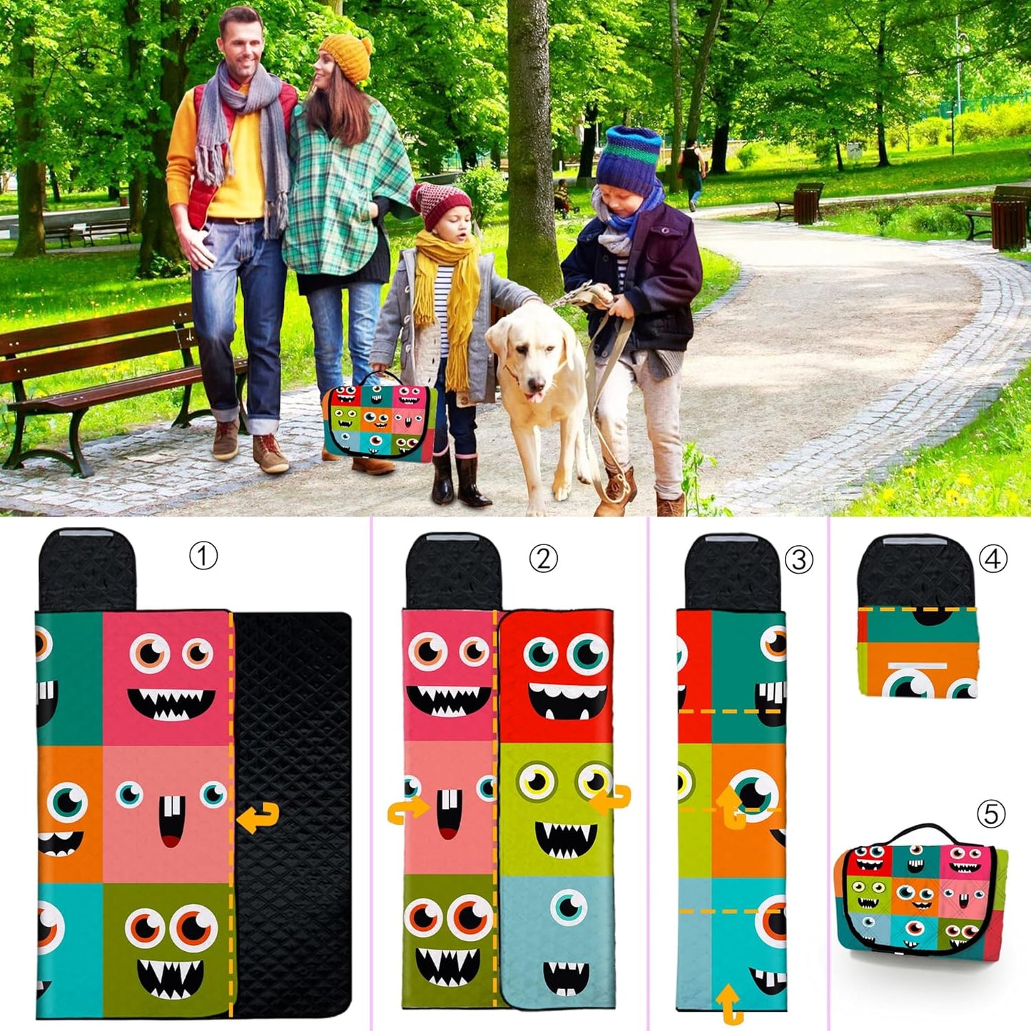 Extra Large Picnic Blanket Waterproof,80"x 80"Foldable Machine Washable Beach Blankets,Outdoor Blanket for 6-8 Adults,Picnic Mat Suitable for Indoor Crawling,Park Beach,Camping,Hiking,Travel (Face)