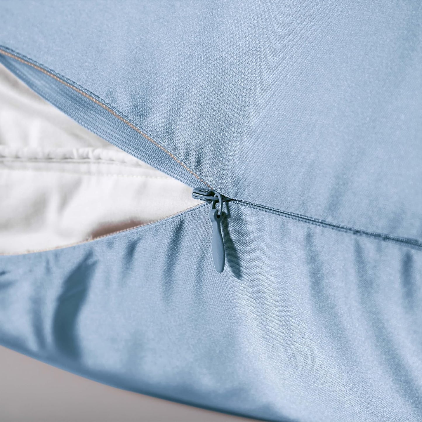 Mulberry Silk Pillowcase for Hair and Skin,Cooling Silk Pillow Case with Hidden Zipper,Allergen Proof Dual Sides Soft Breathable Smooth Silk Pillow Cover for Women (Light Blue,Body)