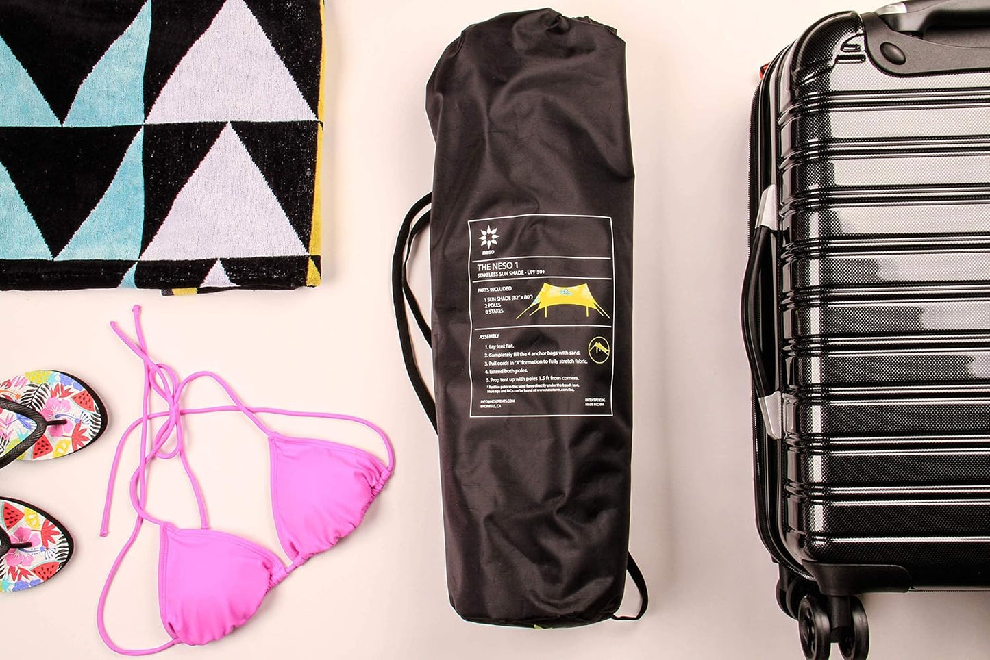 Neso Tents Beach Tent with Sand Anchor, Portable Canopy Sunshade - 7' x 7' - Patented Reinforced Corners (Coastal Birds)