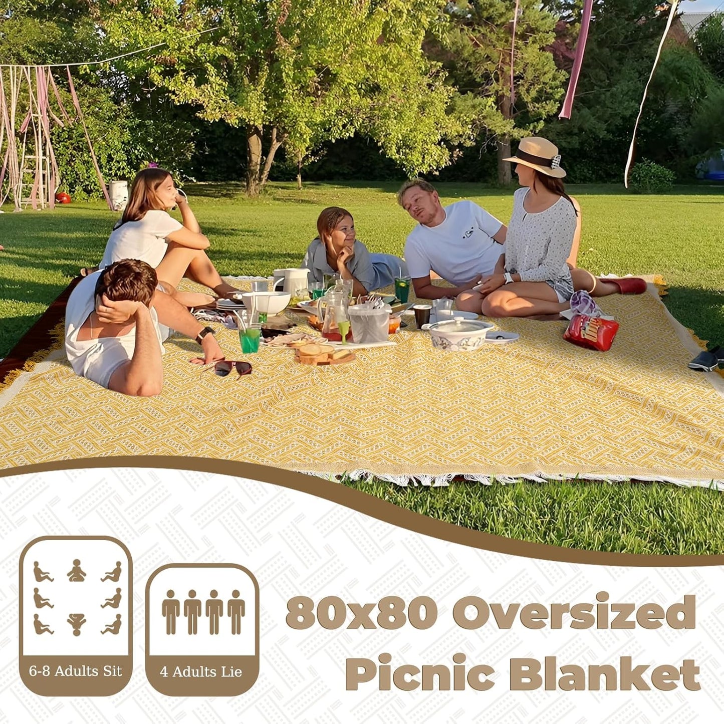 2 in 1 Extra Large 80"* 80" Rug Picnic Waterproof Outdoor Beach Blanket Foldable Camping Mat Car Travel Necessities Mountaineering Essentials Camper Accessories Backpacking Gear Trip Supplies