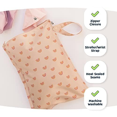 Tiny Twinkle Mess-Proof Waterproof Wet Dry Bag | 2-Pack Reusable Wet Bags for Swimsuits & Baby Clothes | Leakproof Wet Bag for Travel & Diaper Changes for Baby (Shine)