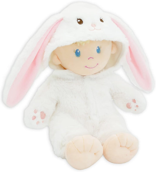 June Garden 12" Sweet Dolly Snowbun - Stuffed Ultra Soft Baby Doll for Birth and Up - Bunny Outfit
