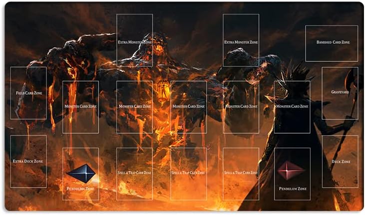 New Mlikemat Playmat Lava Golem Yami Marik TCG CCG OCG Trading Card Game Mat with Zones + Free Bag (ZD039-434-A)