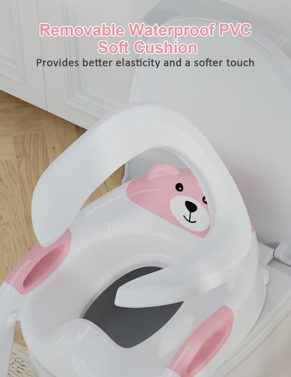 Potty Training Seat with Step Stool Ladder, Potty Training Toilet Seat with Soft Seat Splash Guard, Adjustable Height, 2 in 1 Potty Seats for Toddlers Kids Boys Girls