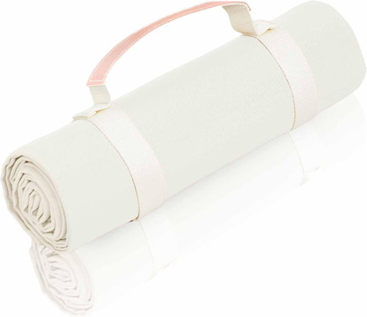 4’9” x 6’3” White Lightweight Water-Resistant Canvas Mat – Picnic, Outdoor, Beach, Park, Camping, Toy Mat