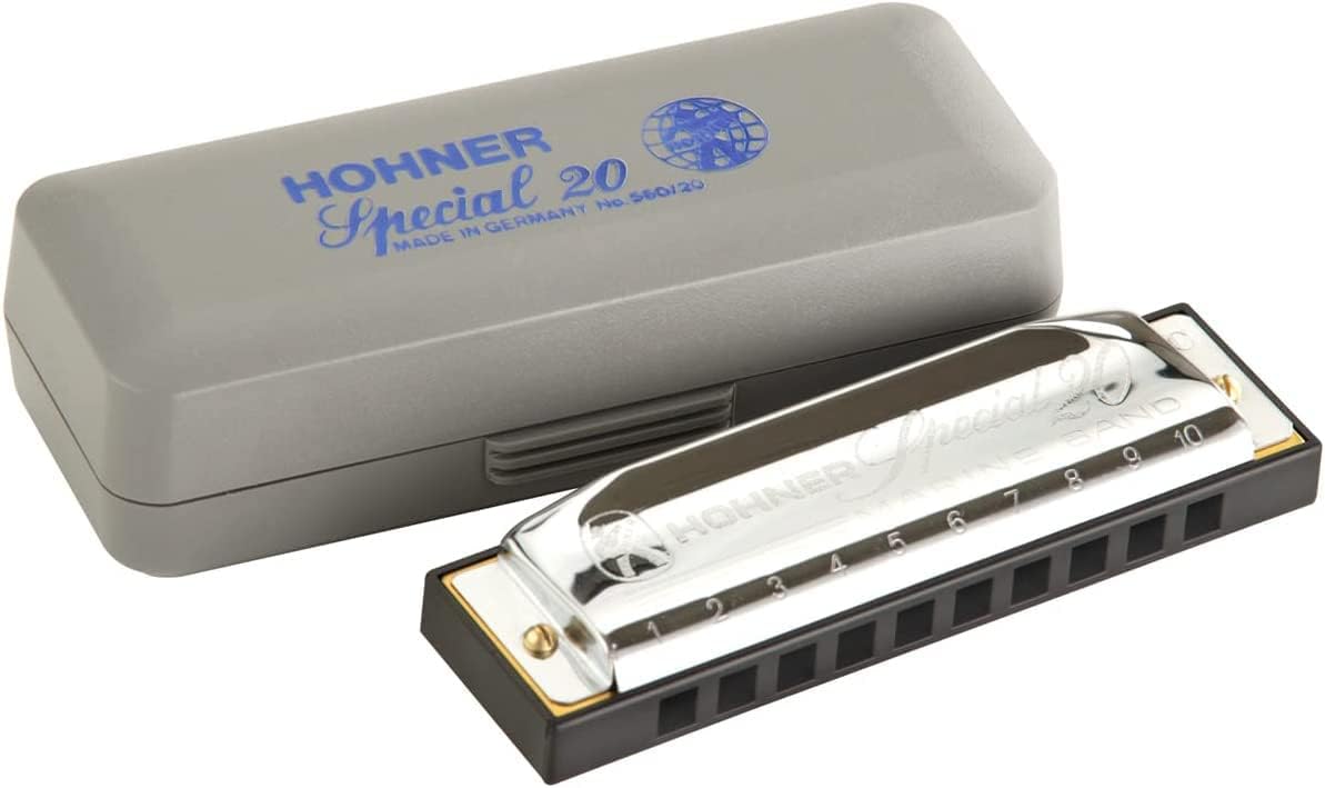 Hohner Special 20 Harmonica - Key of F Sharp Bundle with Case, Pouch, Online Manual, and Austin Bazaar Polishing Cloth