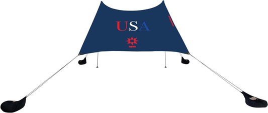 Neso Tents Beach Tent with Sand Anchor, Portable Canopy Sunshade - 7' x 7' - Patented Reinforced Corners (Red/White/Blue)