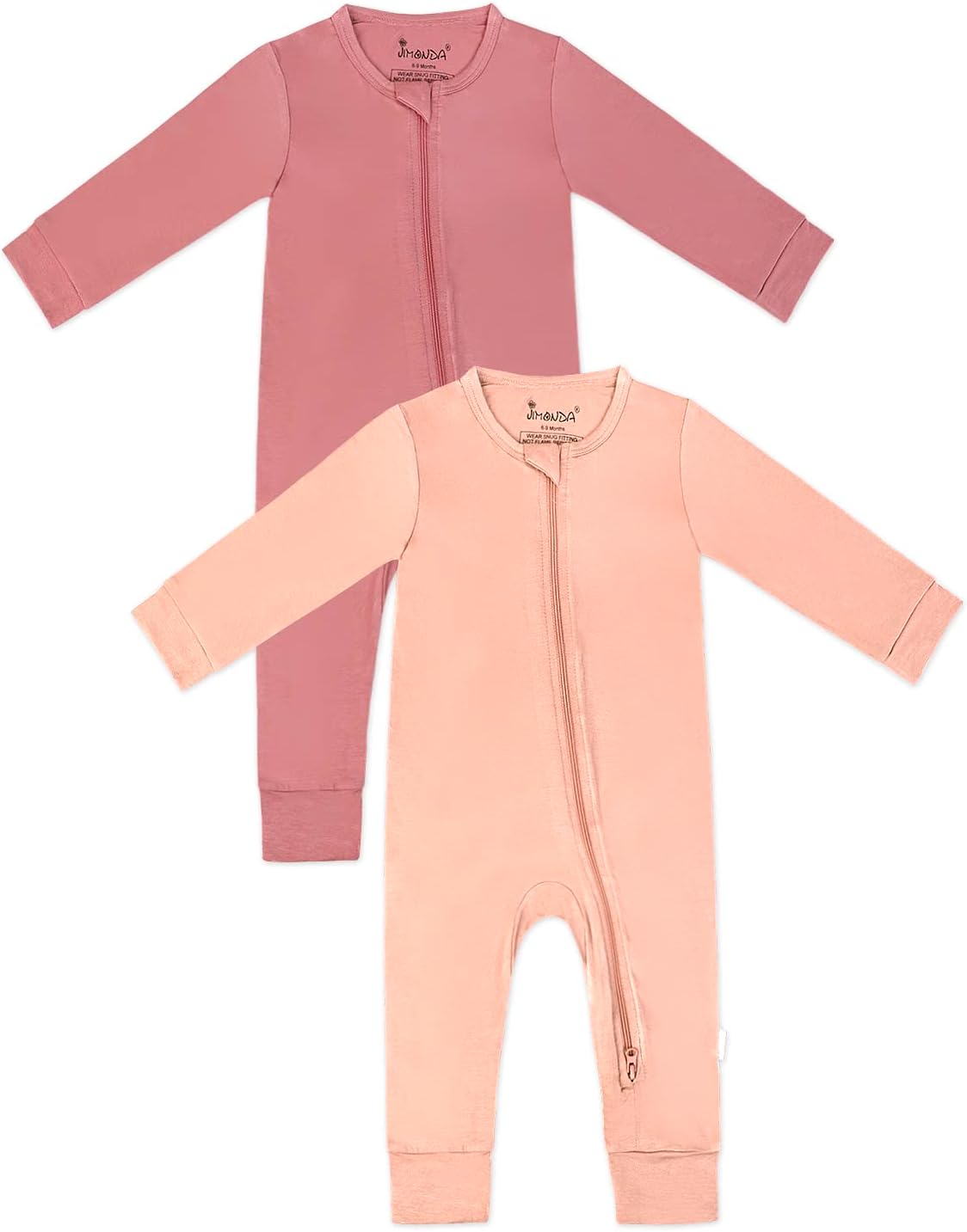 Jimonda Baby Romper Boys Girls Bamboo Pajamas 2-Way Zipper Footless Unisex Long Sleeve Sleepers Sleep and Play 0-24 Months