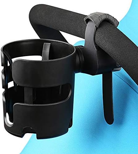 Accmor Stroller Cup Holder with Adjustable Strap, 360 Degree Rotatable Universal Cup Holder for Uppababy, Nuna, Doona Stroller, Drinks Holder for Wheelchair, Walker, Rollator
