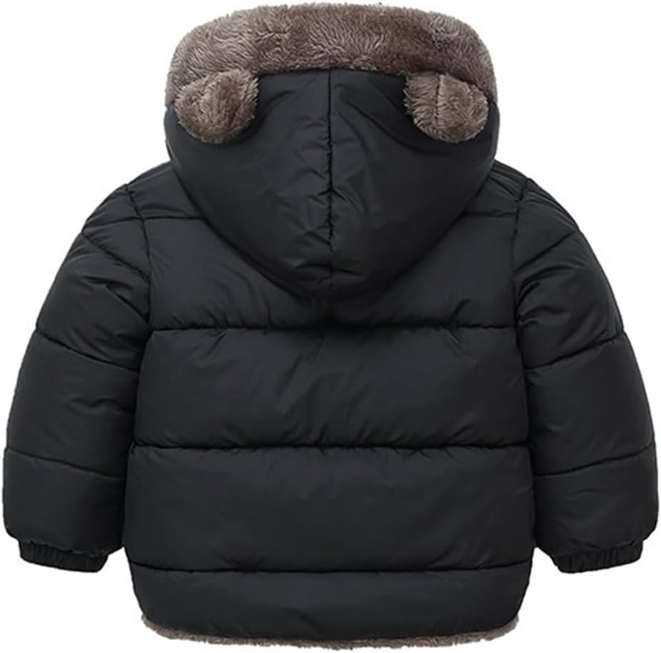 Infant Baby Winter Coat Bear Hooded Jacket Warm Fleece Snowsuit Windproof Outerwear for Toddler Boy Girl 9M-4T