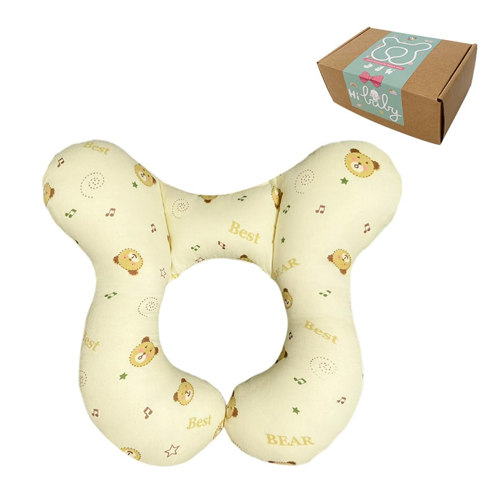 Baby Head Rest Pillow for Stroller Cartoon Neck Chin Support Pillows for Infants Toddler Neck Protection Cushion for Travelling, Music Bear
