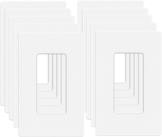 10 Pack 1-Gang Screwless Wall Plate, Decora Outlet Cover Plates, 4.57” H x 2.76” L, for Light Switch, Dimmer, GFCI, USB Outlet