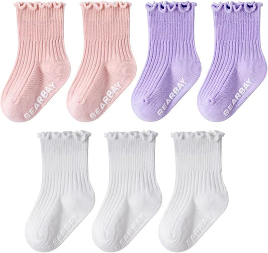 Baby Non Slip Ankle Socks with Grippers for 0 Months-7 Years Old Walking Socks