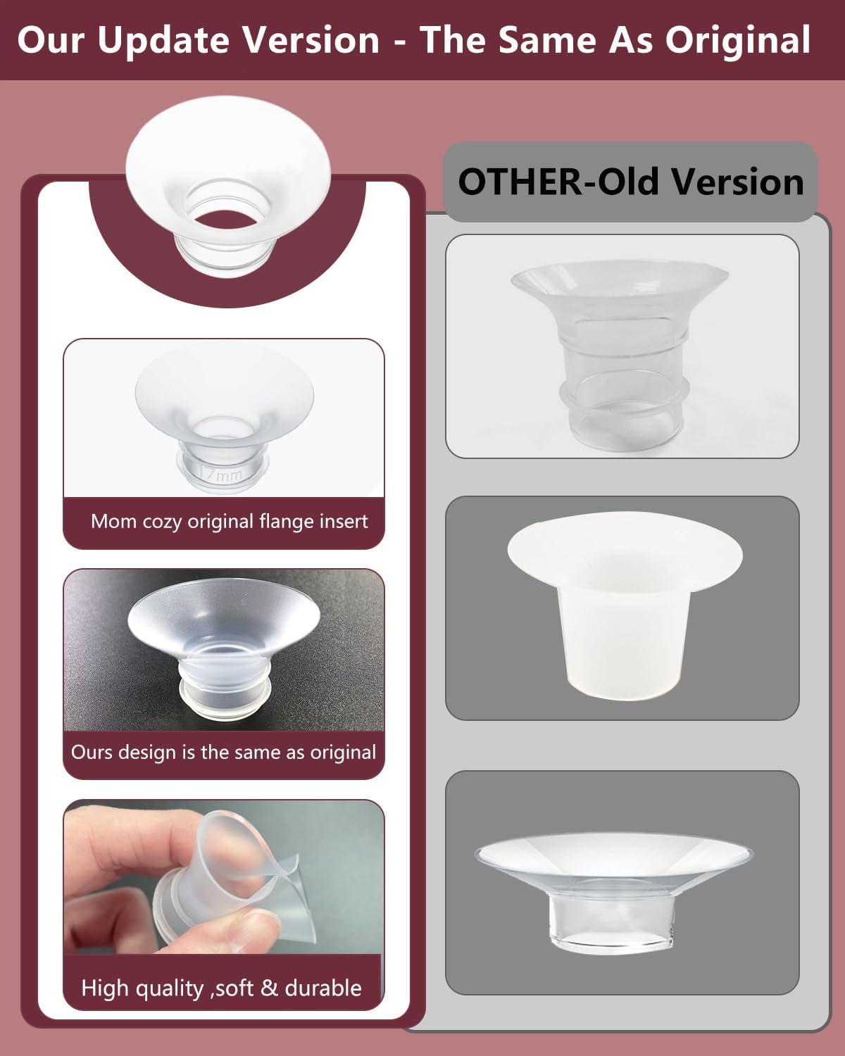 4Pcs Flange Insert 22mm Compatible with Momcozy M5/M9/M6/V2 Pro/V2 pro/S12 Pro/S9 Pro/Spectra/Medela/eufy/Elvie/Lansinoh/Paruu P10 Breast Pump,and Most 24mm Shields