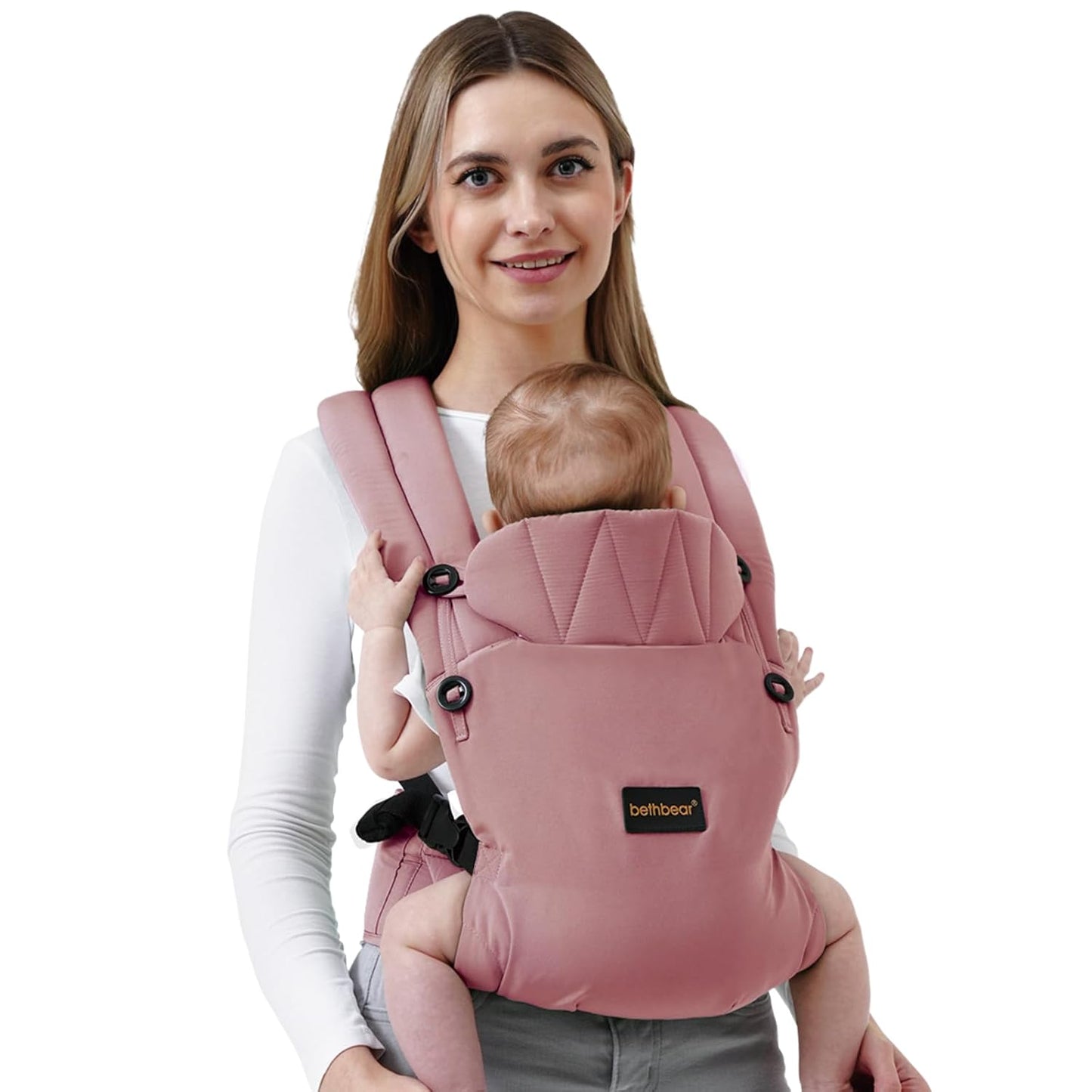 Baby Carrier Newborn to Toddler 7-45 lbs with Natural Material, Ergonomic Design,Versatile and Adjustable,Hands Free for Moms&Dads,Pink
