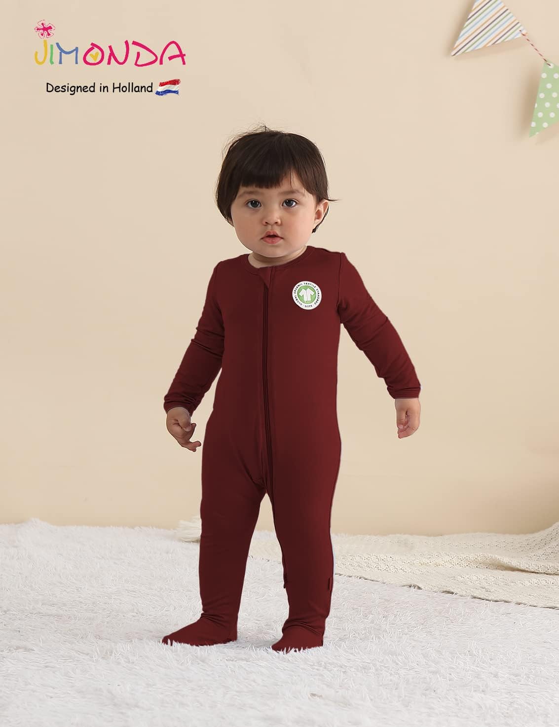 Jimonda Bamboo Baby Pajamas,Unisex Boys Girls One-Piece Footies,Long Sleeve Sleepers 2-Way Zip closure Romper