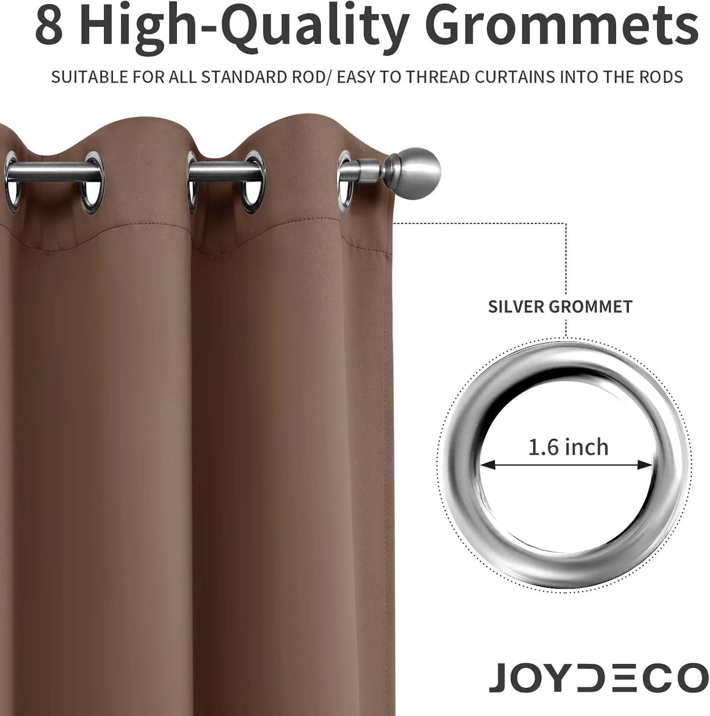Joydeco Blackout Curtains 45 inch Length 2 Panels Set, Thermal Insulated Long Curtains & Drapes 2 Burg, Room Darkening Grommet Drapes for Bedroom Living Room Windows (W52 x L45 Inch, Brown)