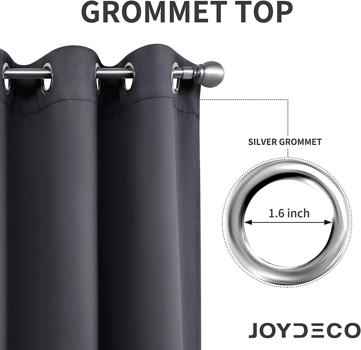 Joydeco Dark Grey Custom Solid Single Blackout Curtain for Bedroom and Living Room, Grommet Thermal Insulated Room Darkening Curtain 1 Panel (Custom Size,Dark Grey)