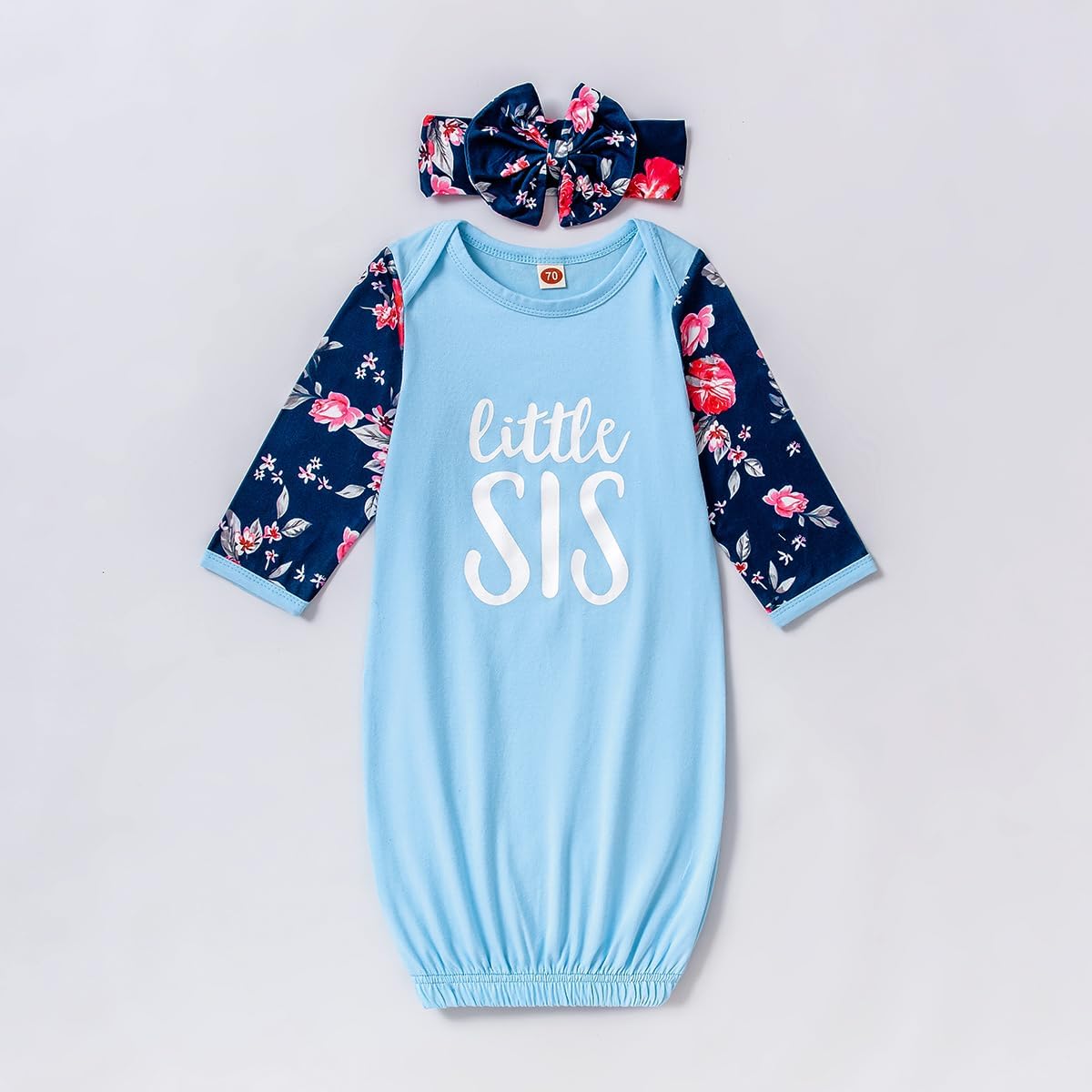 AMAWMW Newborn Baby Girl Little Sister Sleeper Gown Stripe Long Sleeve Nightgown Pajamas Gifts Stuff Essential Outfit