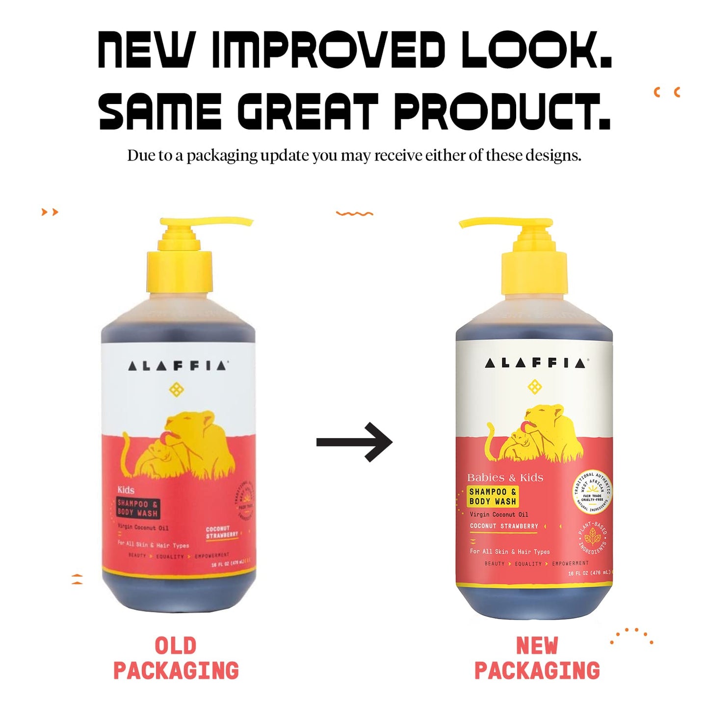 Alaffia Babies and Kids Shampoo and Body Wash, Gentle and Calming Support for Soft Hair and Skin with Shea Butter, Neem, and Coconut Oil, Fair Trade, Coconut Strawberry, 2 Pack – 16 Fl Oz Ea