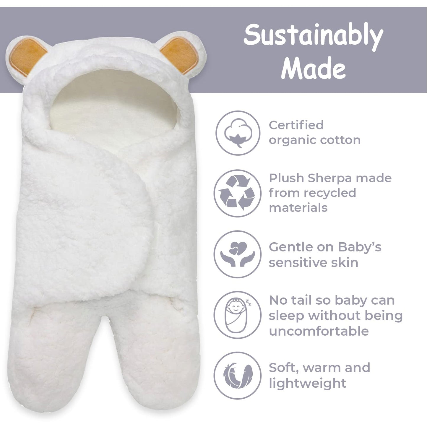Jam Naturals-Cute Bear Organic Newborn Swaddle Wrap-Gender Neutral Soft Baby Blanket, Newborn Baby Registry Gift (Golden Brown, 0-3m)