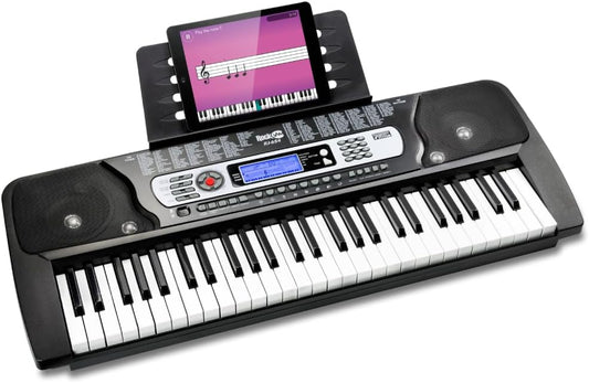 RockJam 54 Key Keyboard Piano with Power Supply, Sheet Music Stand, Piano Note Stickers & Simply Piano Lessons