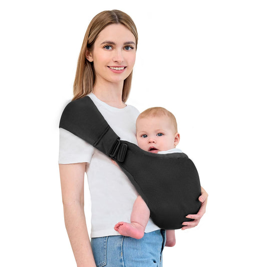 Baby Sling Carrier,Baby Carrier Newborn to Toddler,Toddler Carrier,Portable Lightweight & Spreadable Shoulder Straps(Black)