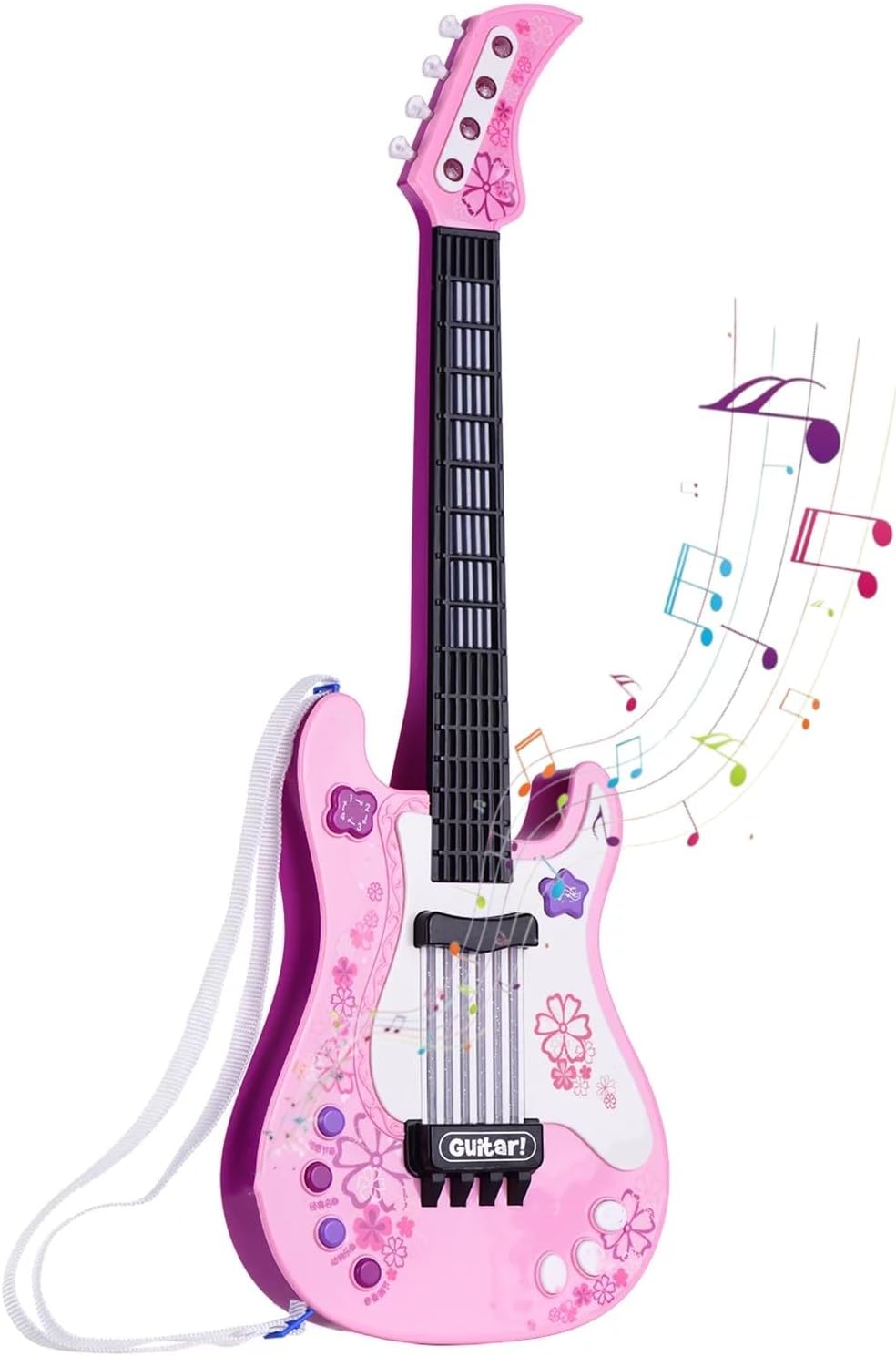 Kids Toddler Baby Childrens Electric Toy Guitar with Strap Ideal for 3 4 5 7 8 Year Old Boys Girls Gifts(Pink)