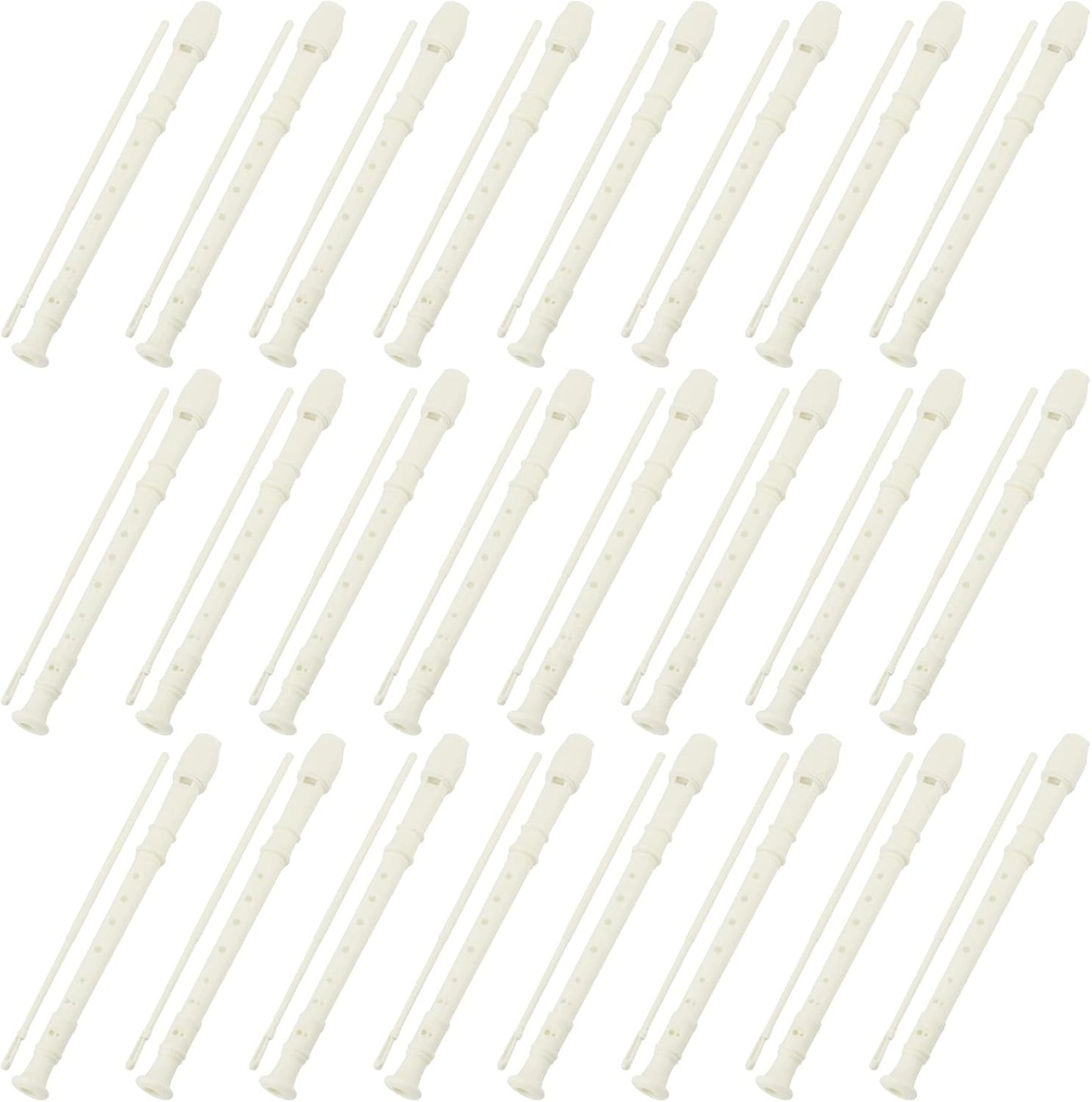 JAPCHET 24 Pack 12 Inch 8 Hole Soprano Recorders, German Style Descant Soprano Recorder, Plastic Descant Flute with Cleaning Rod & Storage Bag, for Graduation, Show, Gift White