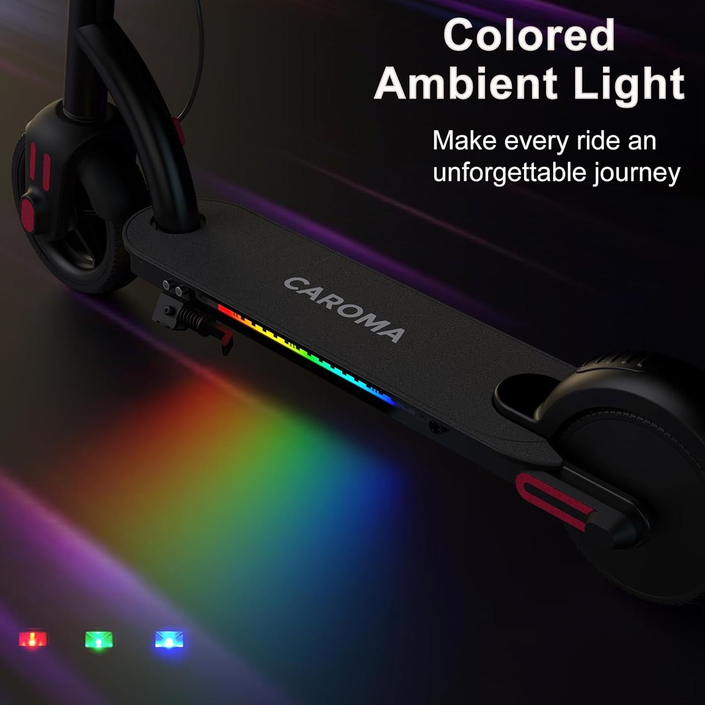 Caroma Electric Scooter for Kids Ages 6-12,150W/180WMotor,10 MPH Max Speed & 7 Miles,Colorful Lights,Adjustable Height & Speed,LED Display,Foldable Kids Electric Scooter 132 Lbs Max Load,Idea Gift