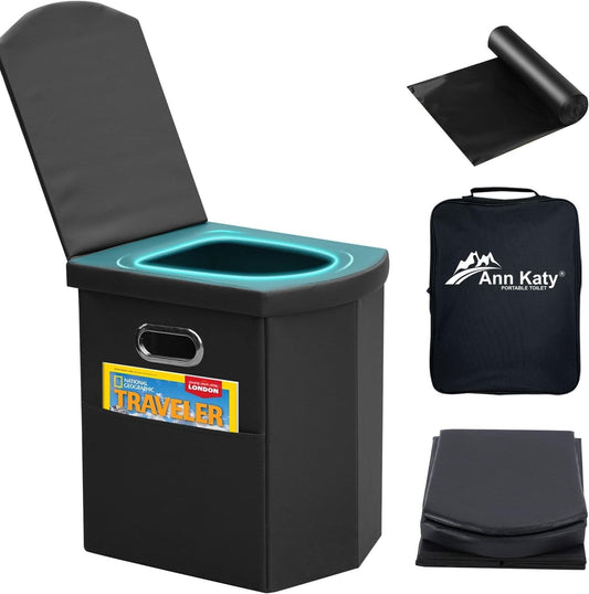 Upgrade XL Portable Toilet for Adults, Extra Large Portable Travel Floding Toilet, Camping Tall Toilets with Lid for Adults and Kids Compact Potty for Car,Hiking,Beach and Camping