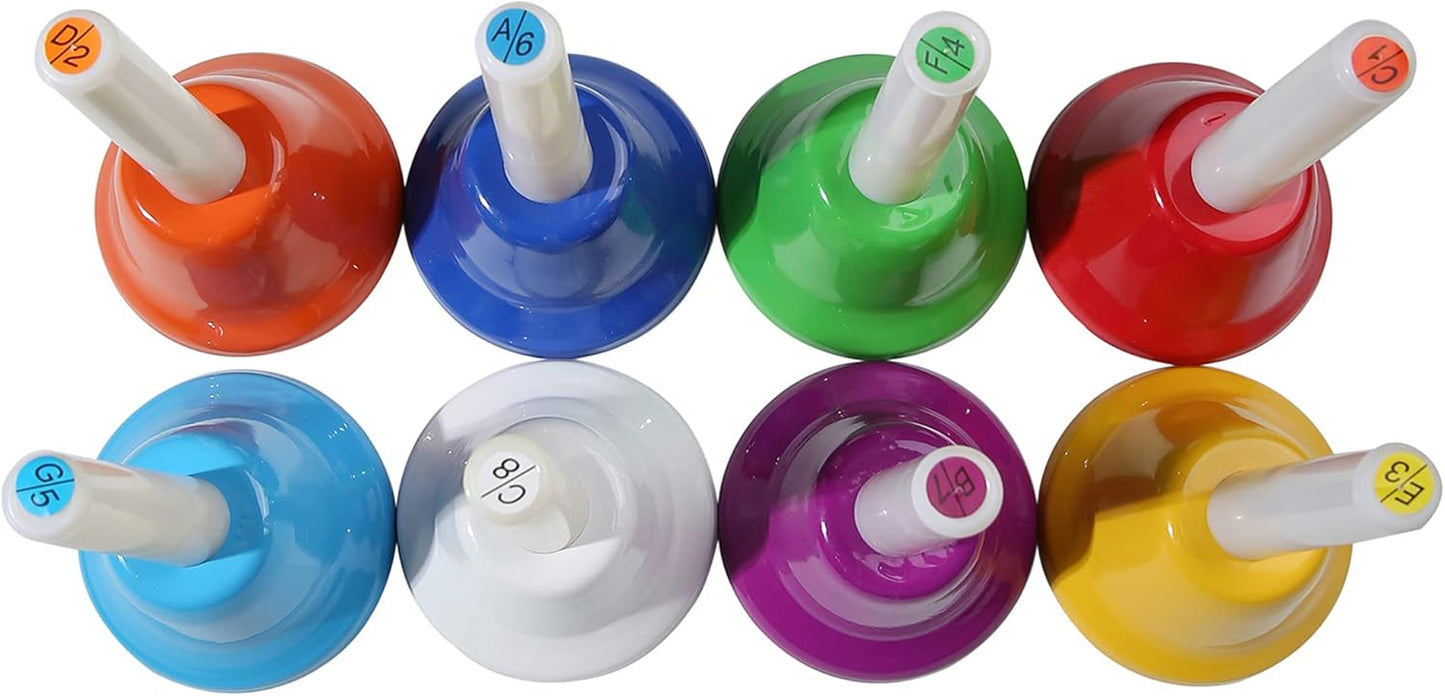 8 Note Hand bells, Colorful Handbells Musical Instrument for Kids Adults School Church Wedding