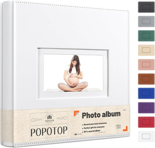 Popotop Photo Album 4x6 300 Pockets with Leather Hardcover Cover, Small Photo Album Holder Book with 50Pcs Pages for Family Travel Wedding Baby Gifts