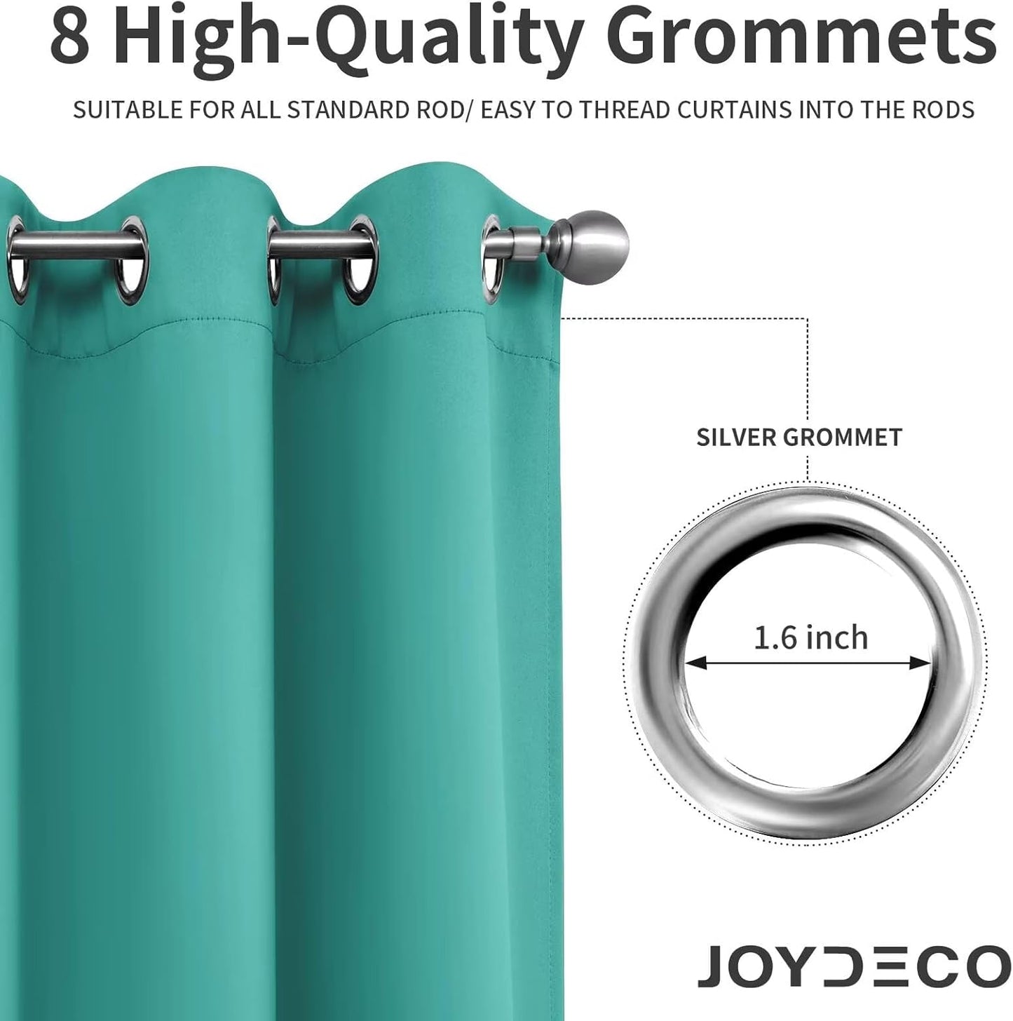 Joydeco Blackout Curtains 84 inches Long 2 Panels Set, Thermal Insulated Long Curtains & Drapes 2 Burg, Room Darkening Grommet Drapes for Bedroom Living Room Windows (W42 x L84 Inch, Peacock Blue)