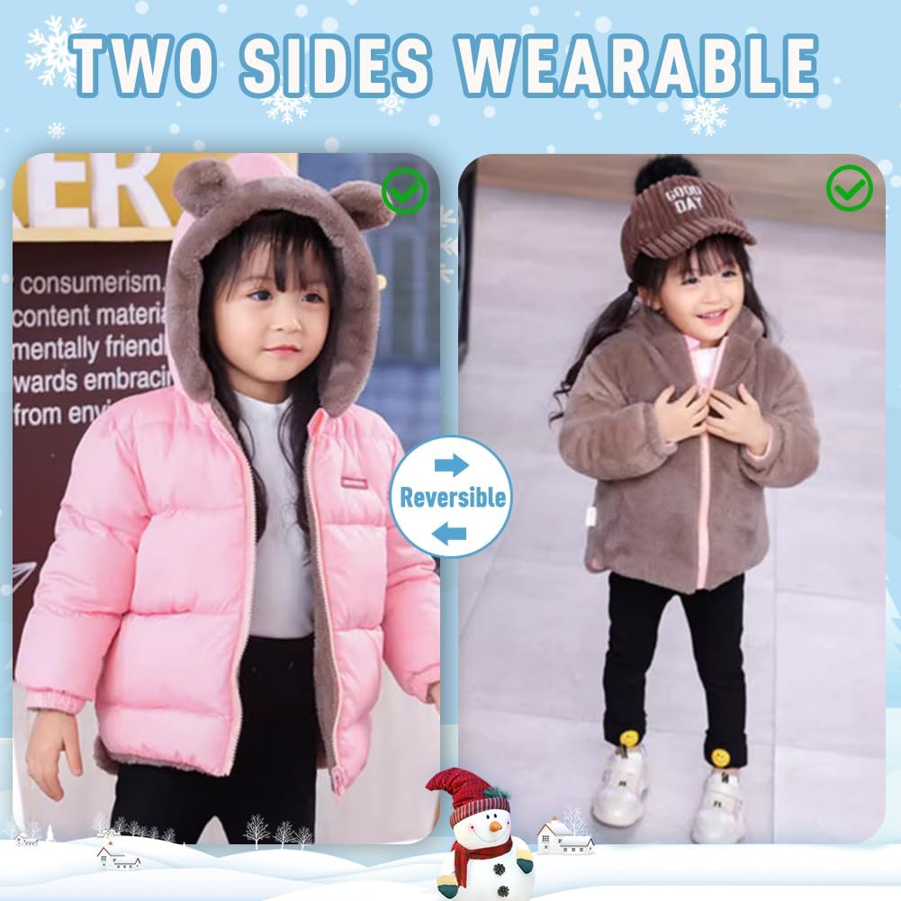 Infant Baby Winter Coat Bear Hooded Jacket Warm Fleece Snowsuit Windproof Outerwear for Toddler Boy Girl 9M-4T