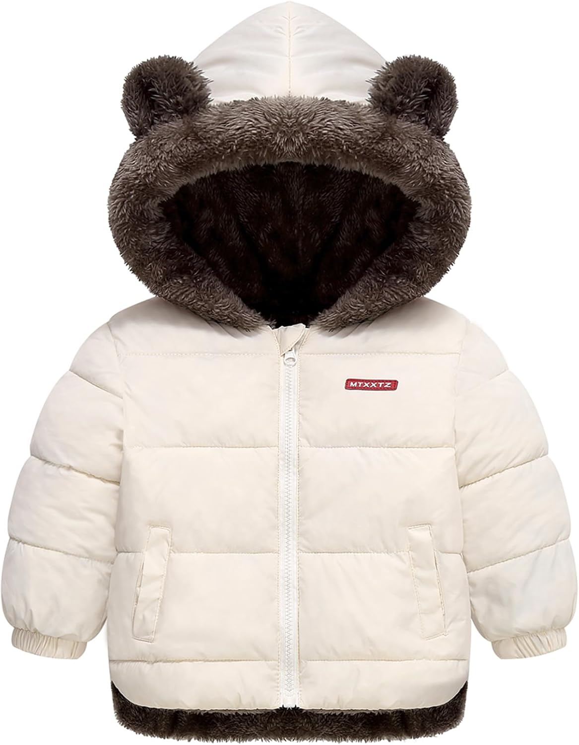 Infant Baby Winter Coat Bear Hooded Jacket Warm Fleece Snowsuit Windproof Outerwear for Toddler Boy Girl 9M-4T